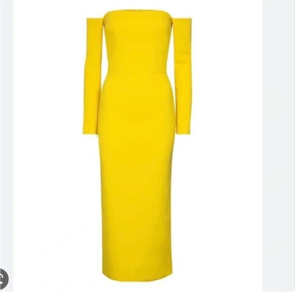 Alex Perry Vibrant Yellow Long Sleeve Dress 4 - Picture 1 of 8